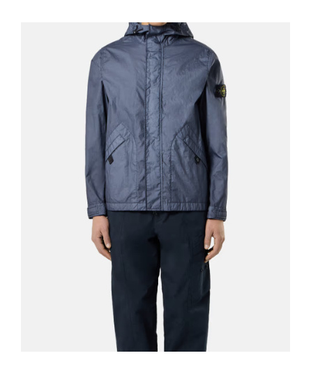 Stone Island Breathable Waterproof Hooded Jacket In Blue
