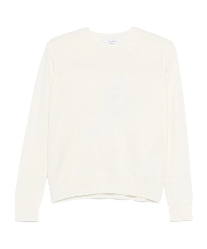 Max Mara Round-neck Long-sleeve Sweater In White