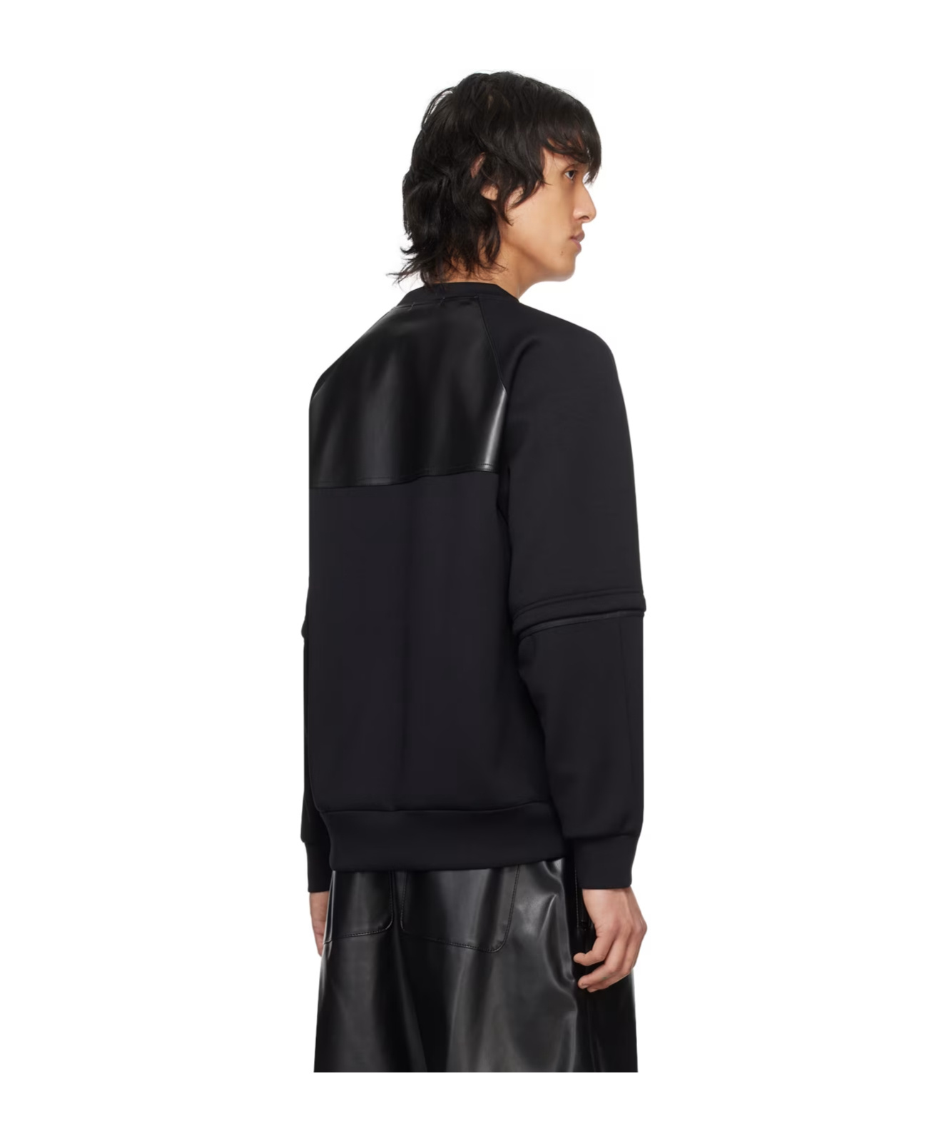 Undercover Round Collar Detachable Sleeve Sweater In Black