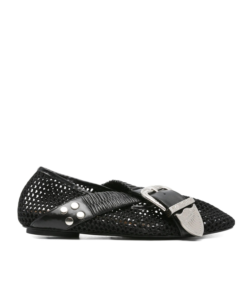 Toga Buckle-detail Mesh-detail Flats In Black