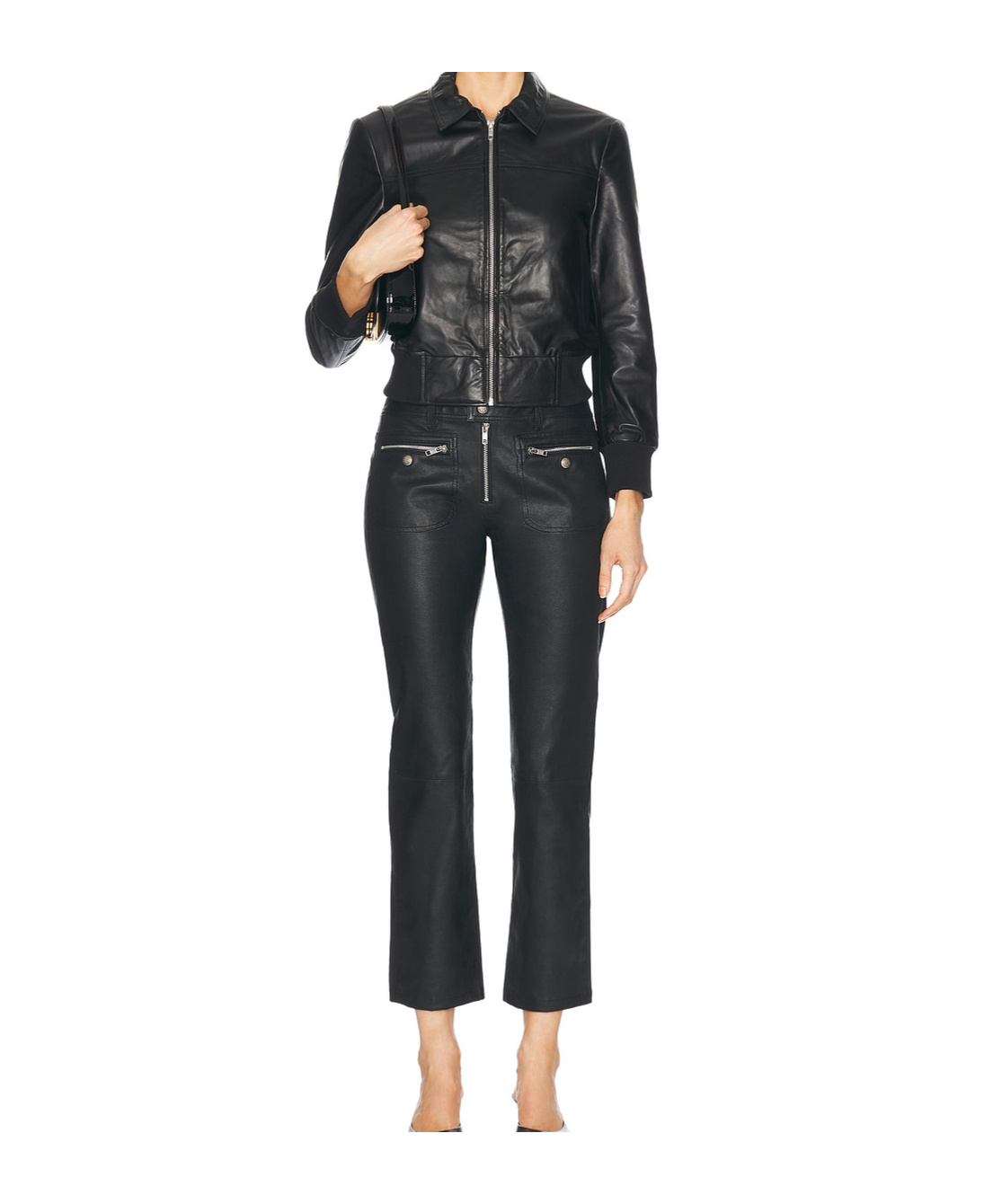 R13 Berlin Leather Bomber Jacket In Black