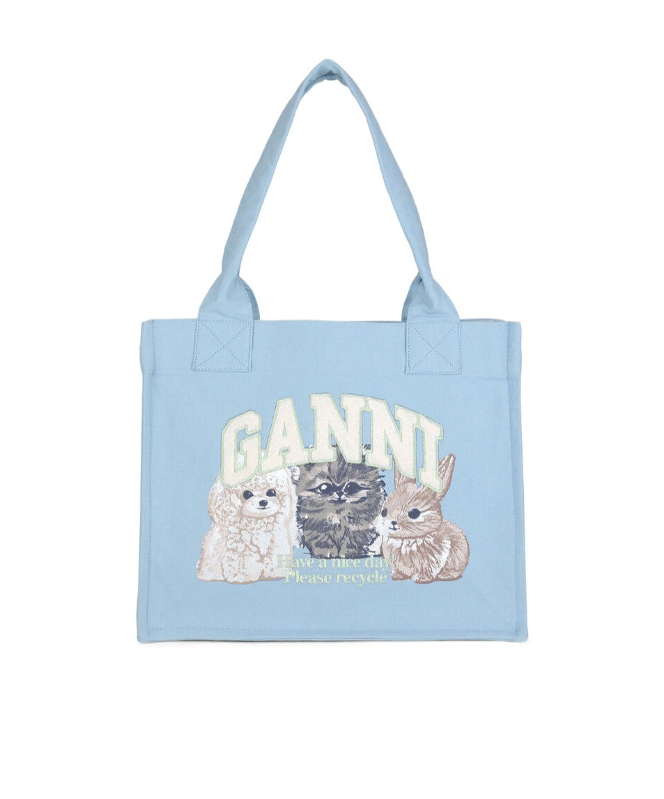 Ganni Blue Large Animal Print Tote