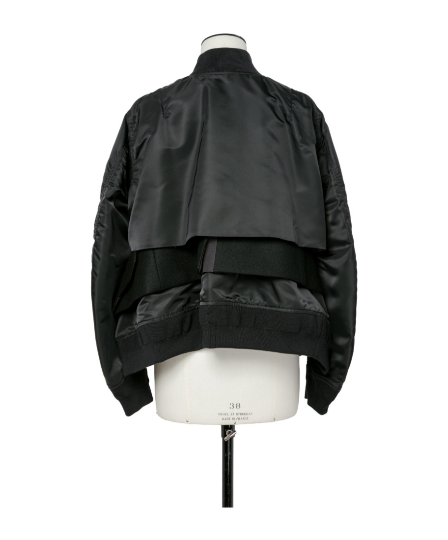 Sacai Blouson Nylon Twill Bomber Jacket In Black