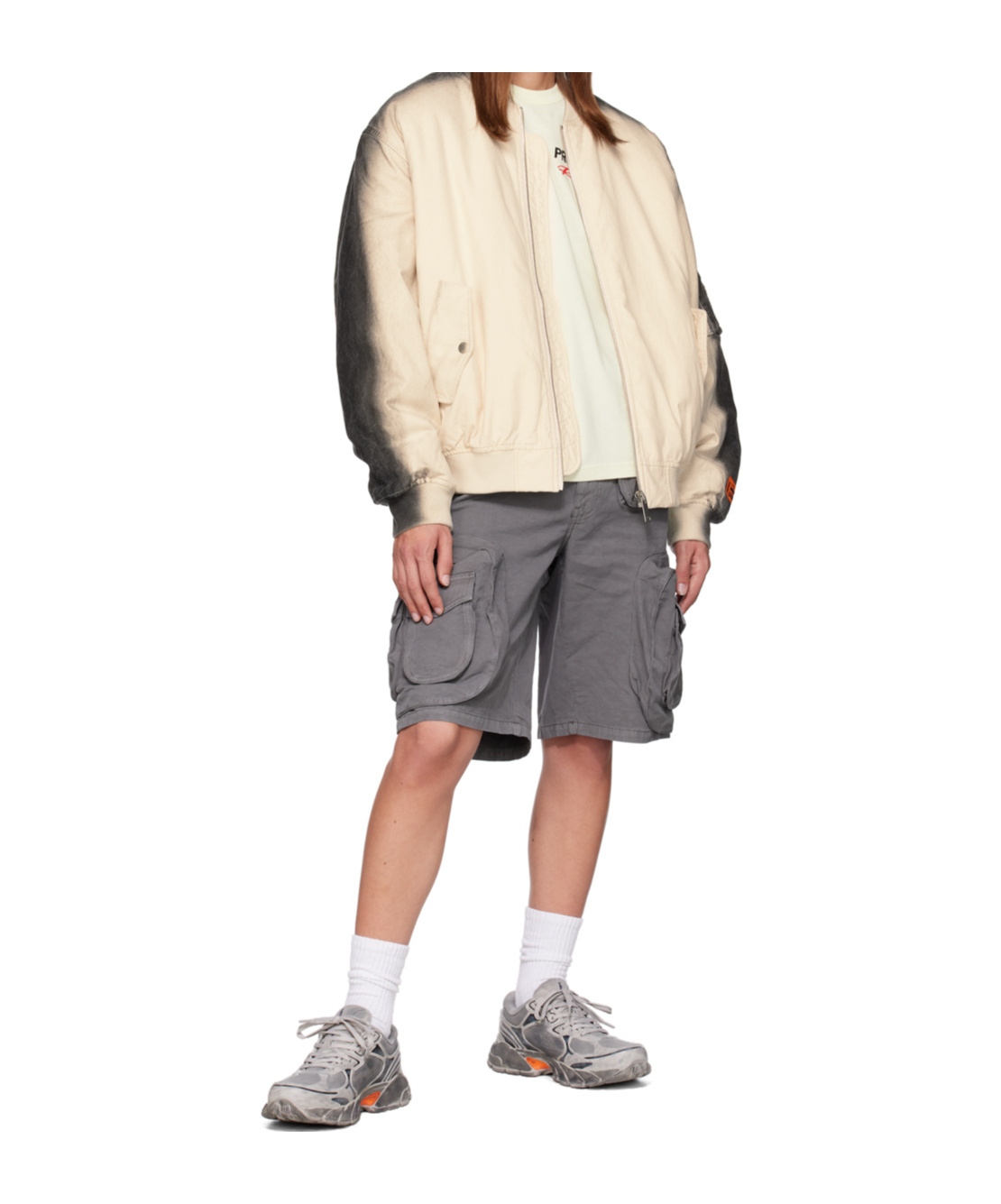Heron Preston Off-white Gradient Bomber Jacket In Neutral