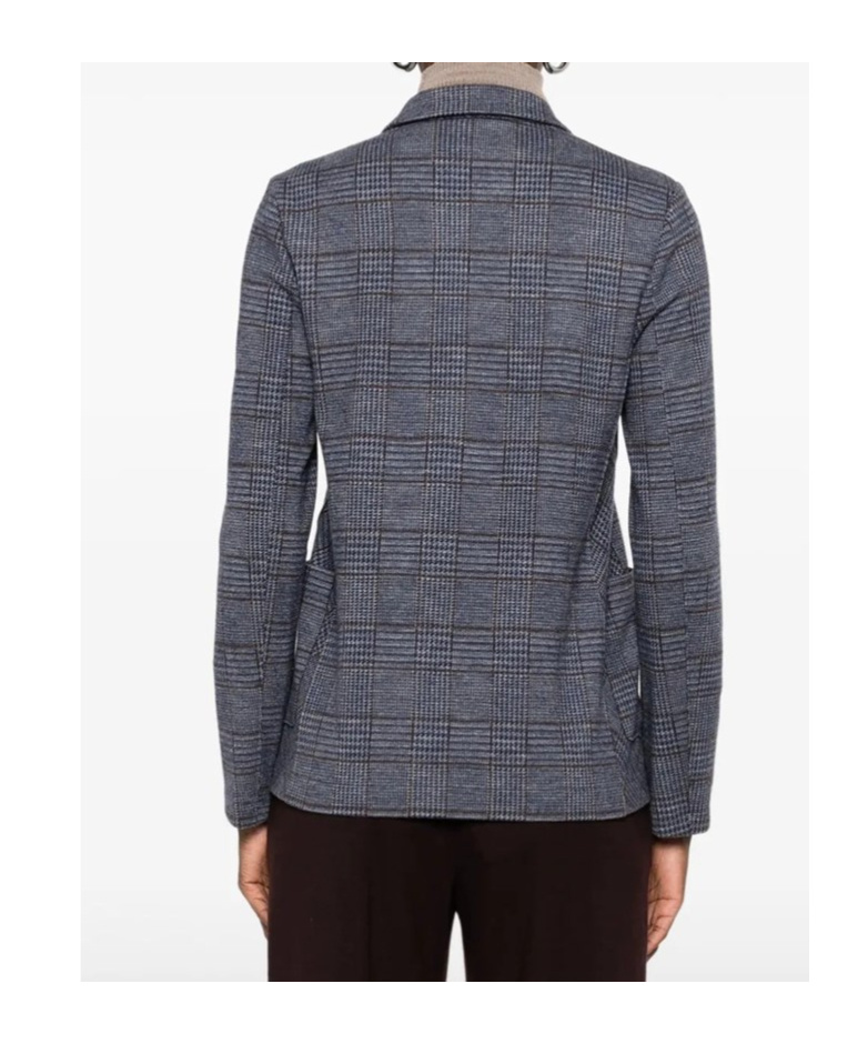 Harris Wharf London Button Check Blazer In Gray