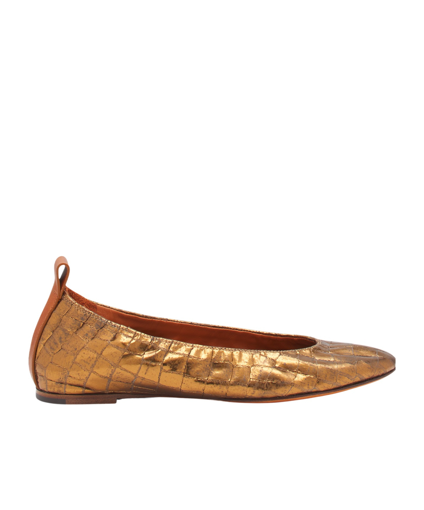 Lanvin The Ballerina In Crocodile-effect Leather For Women In Brown