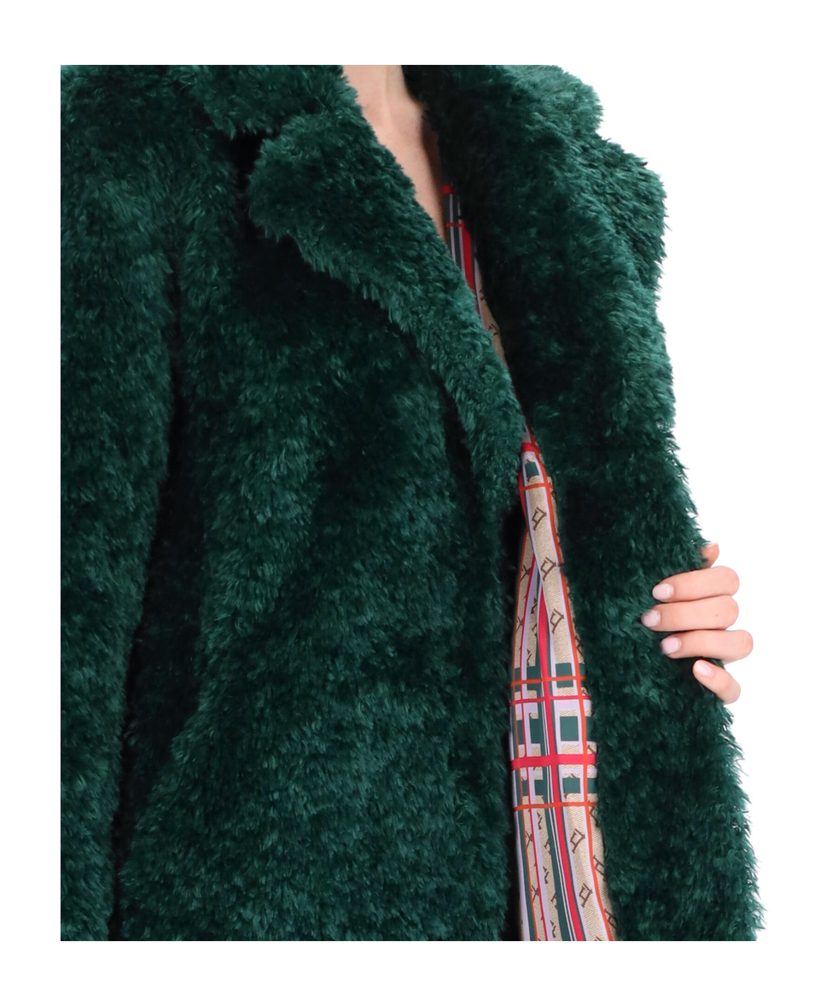 Herno Curly Fake Fur Coat In Multi