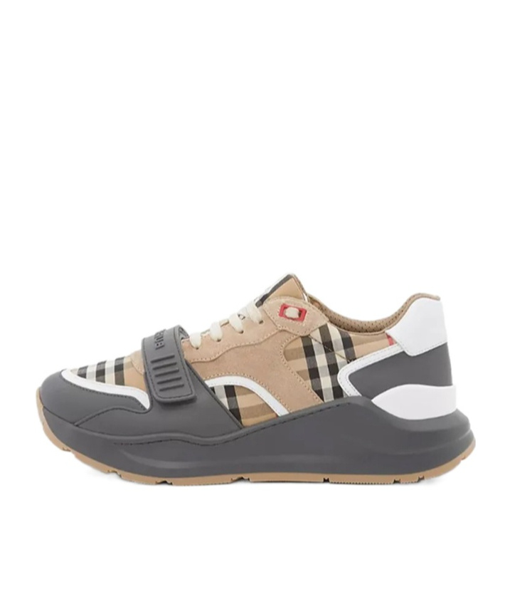 Burberry Lace-up Low-top Sneakers In Brown/grey
