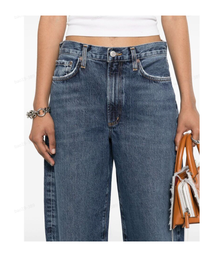 Agolde Luna Pieced Cotton Denim Jeans In Blue