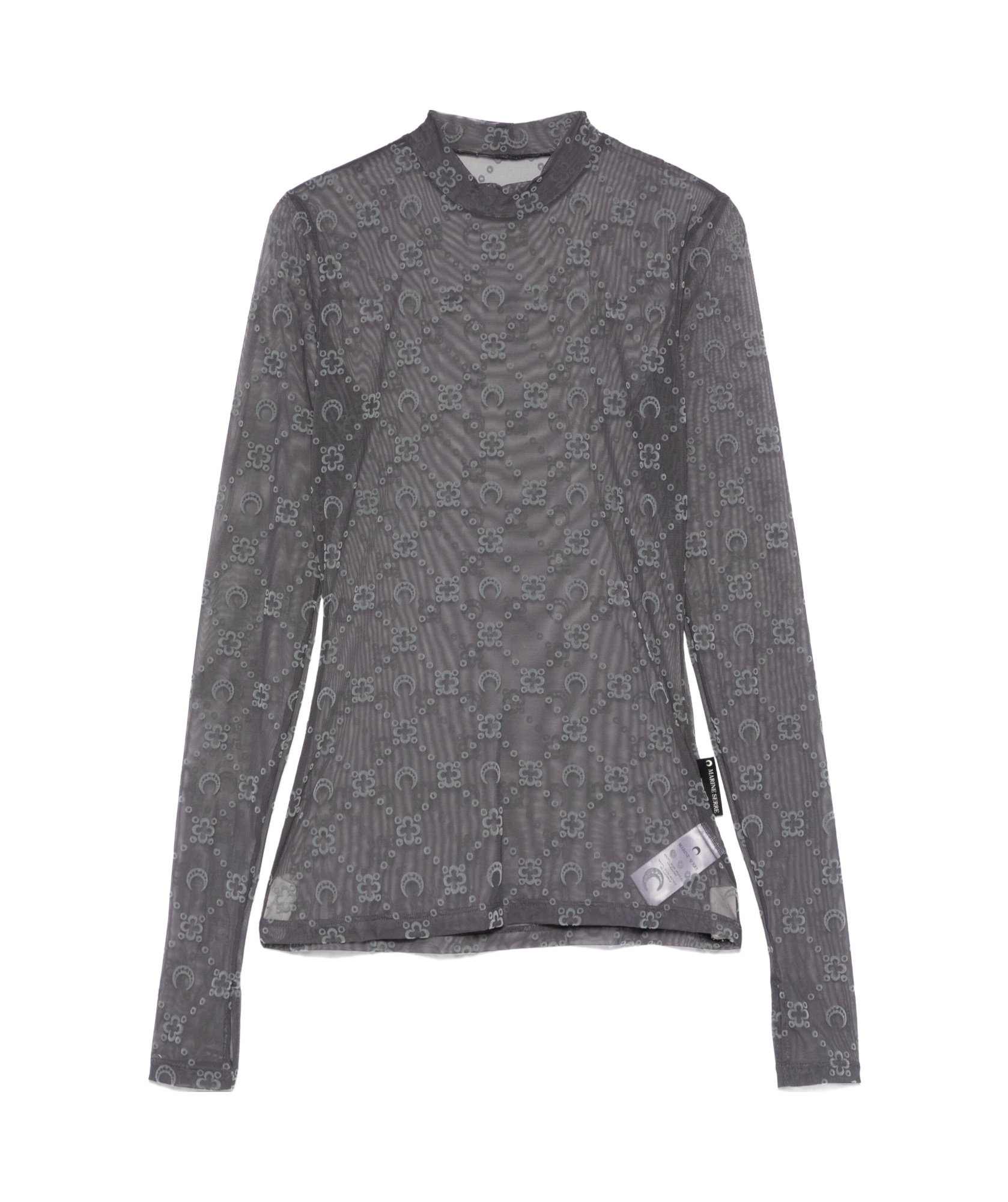 Marine Serre Flocked-moonogram T-shirt In Gray