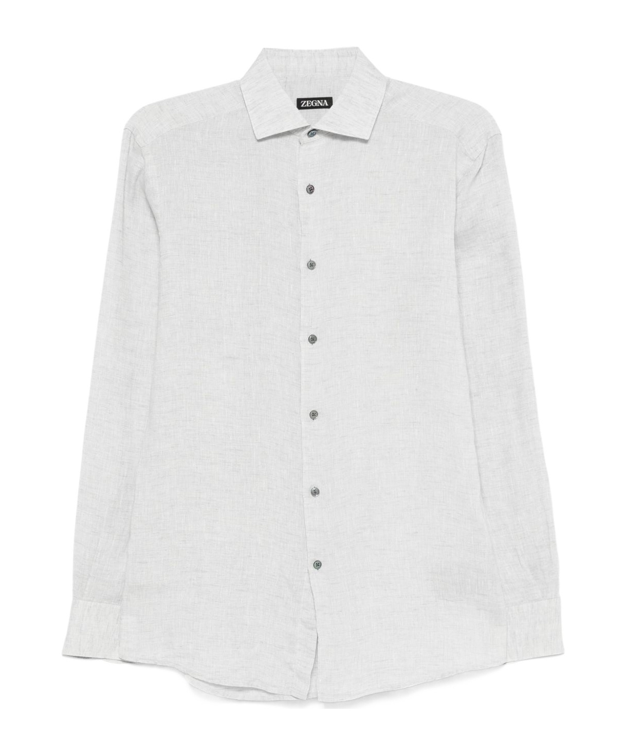 Shop Zegna Linen Shirt In Light Gray