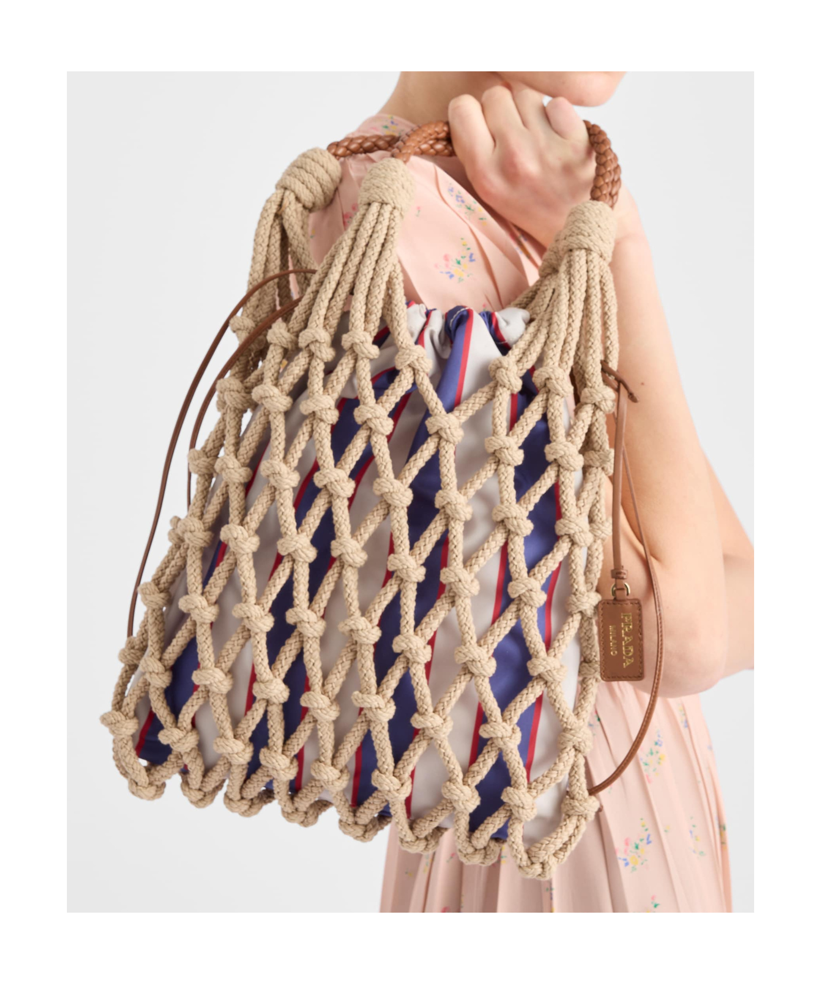Prada Noué Medium Cotton Macramé Bag
