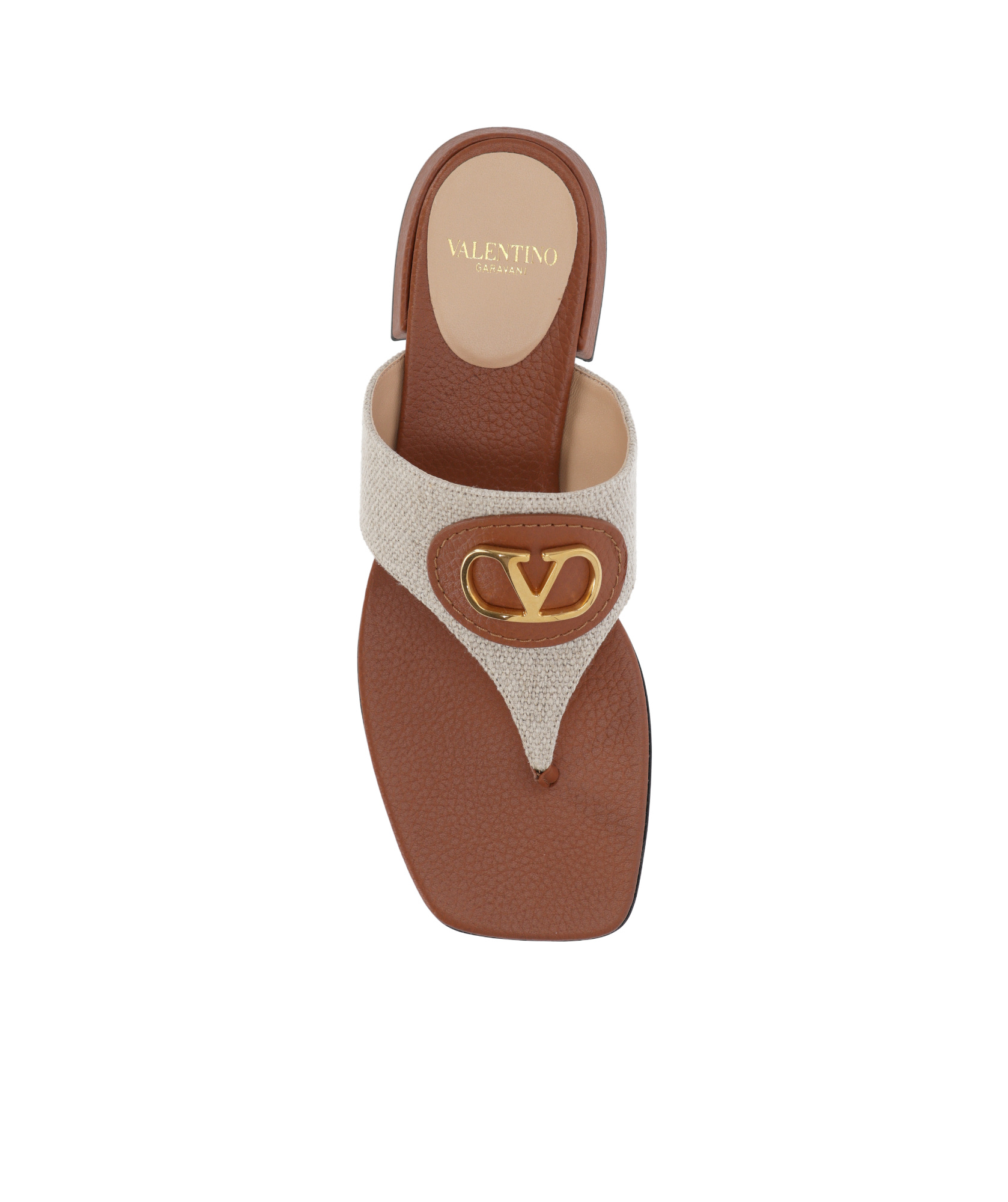 Valentino Square Toed Slippers In Nude
