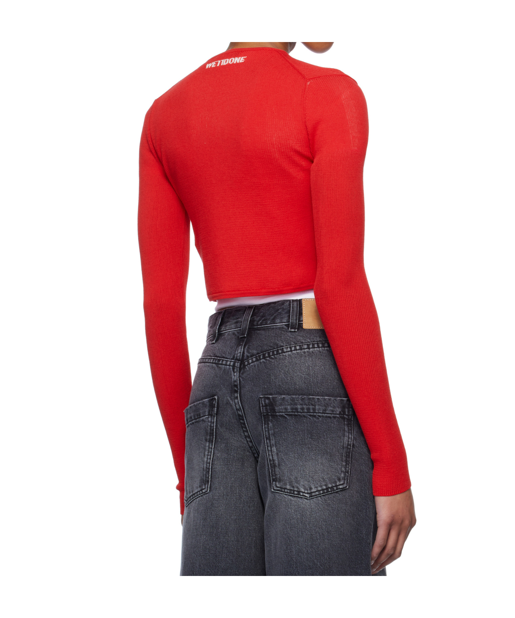 We11 Done Crew Neck Long Sleeve Sweater In Red