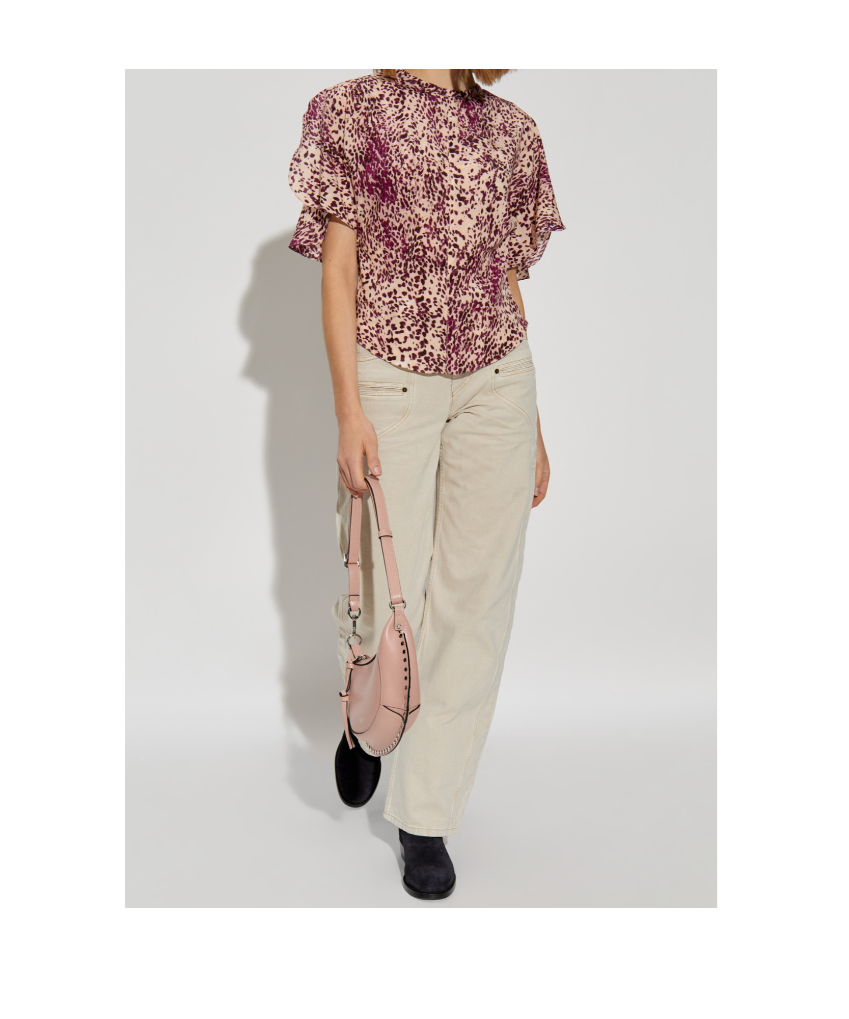 Isabel Marant Open-necked Black Shirt In Nude