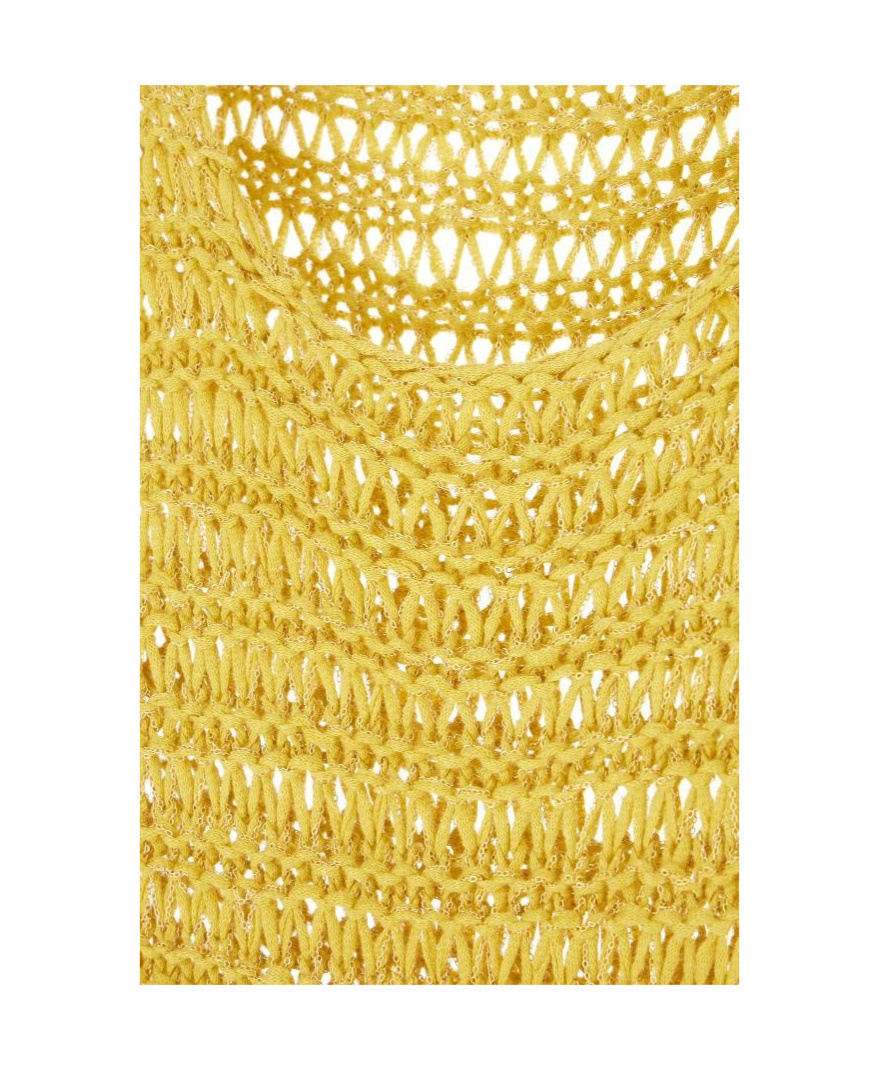 Alberta Ferretti Chain Mesh Linen Crochet T-shirt