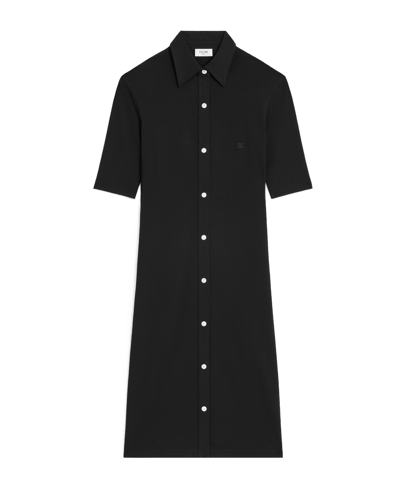 Celine Shirt Dress In Viscose Jersey In Black