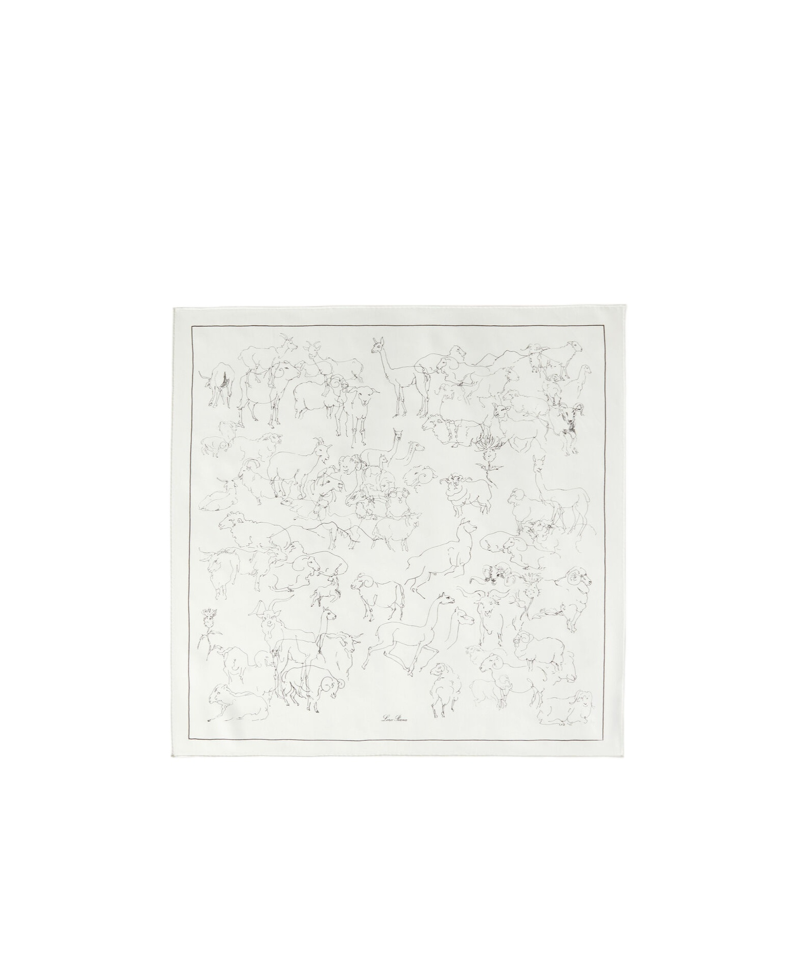 Loro Piana Square Silk Scarf In White/black