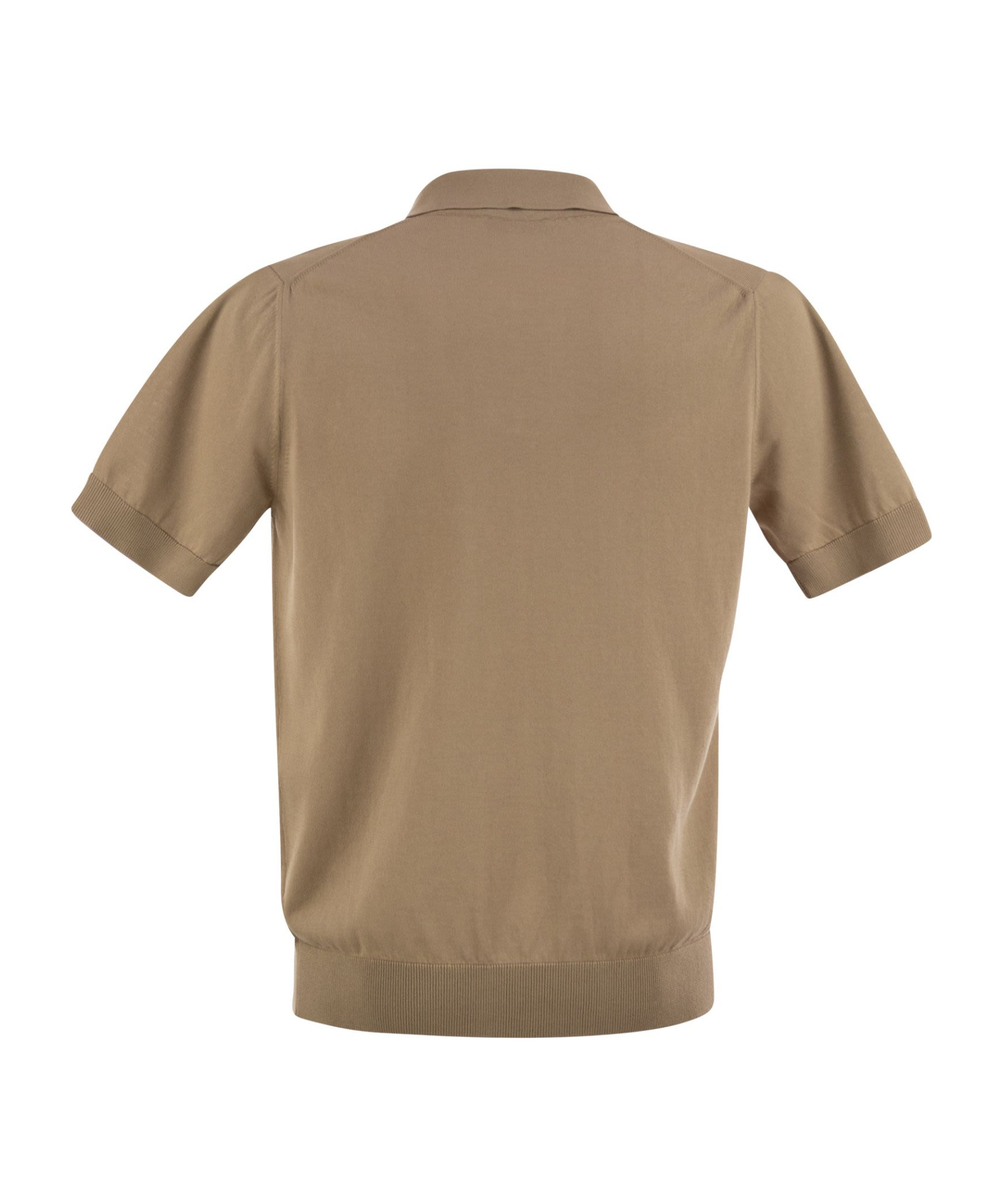 Peserico Polo Shirt In Pure Cotton Yarn In Brown
