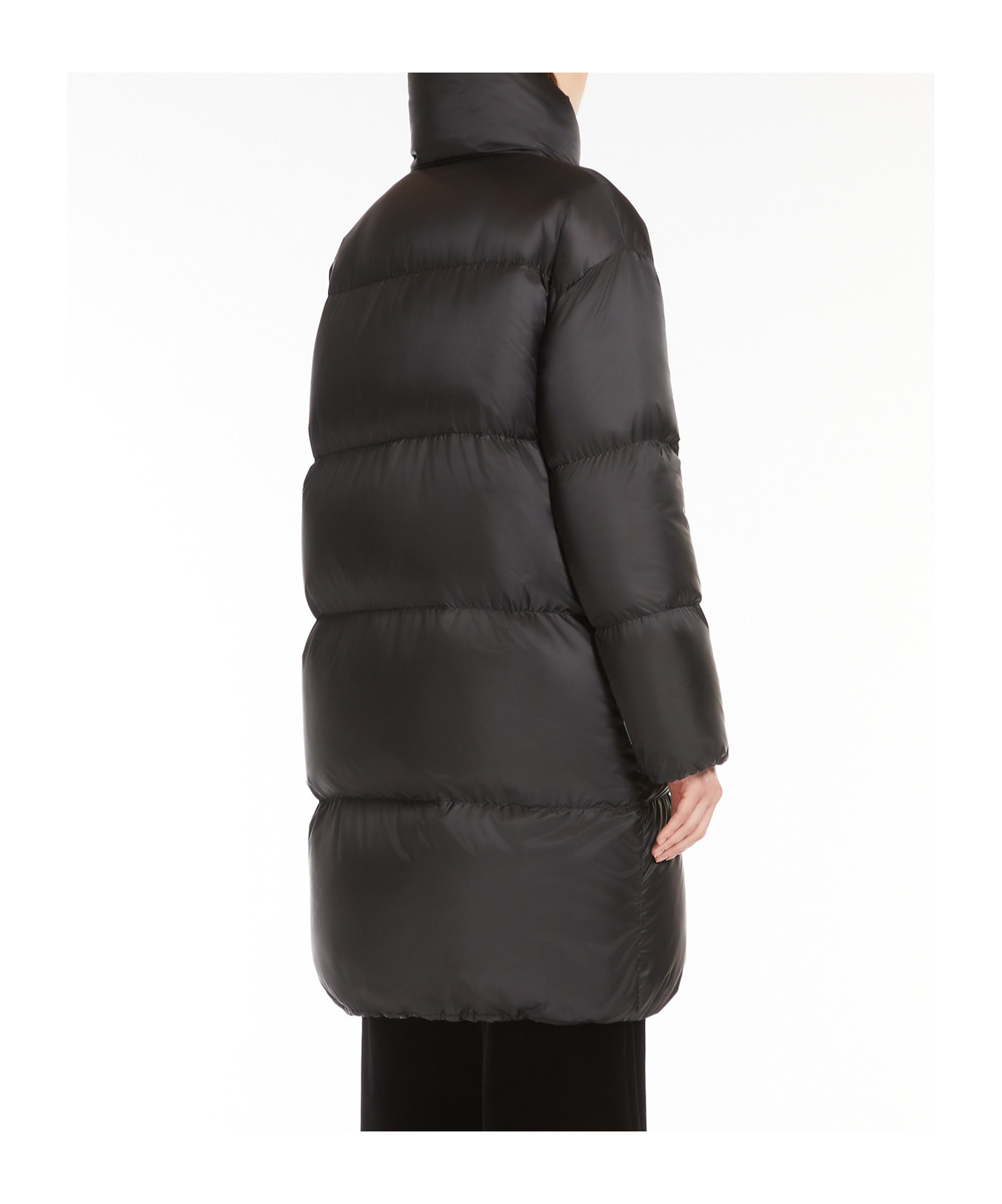 Max Mara Waterproof Long Down Jacket In Black