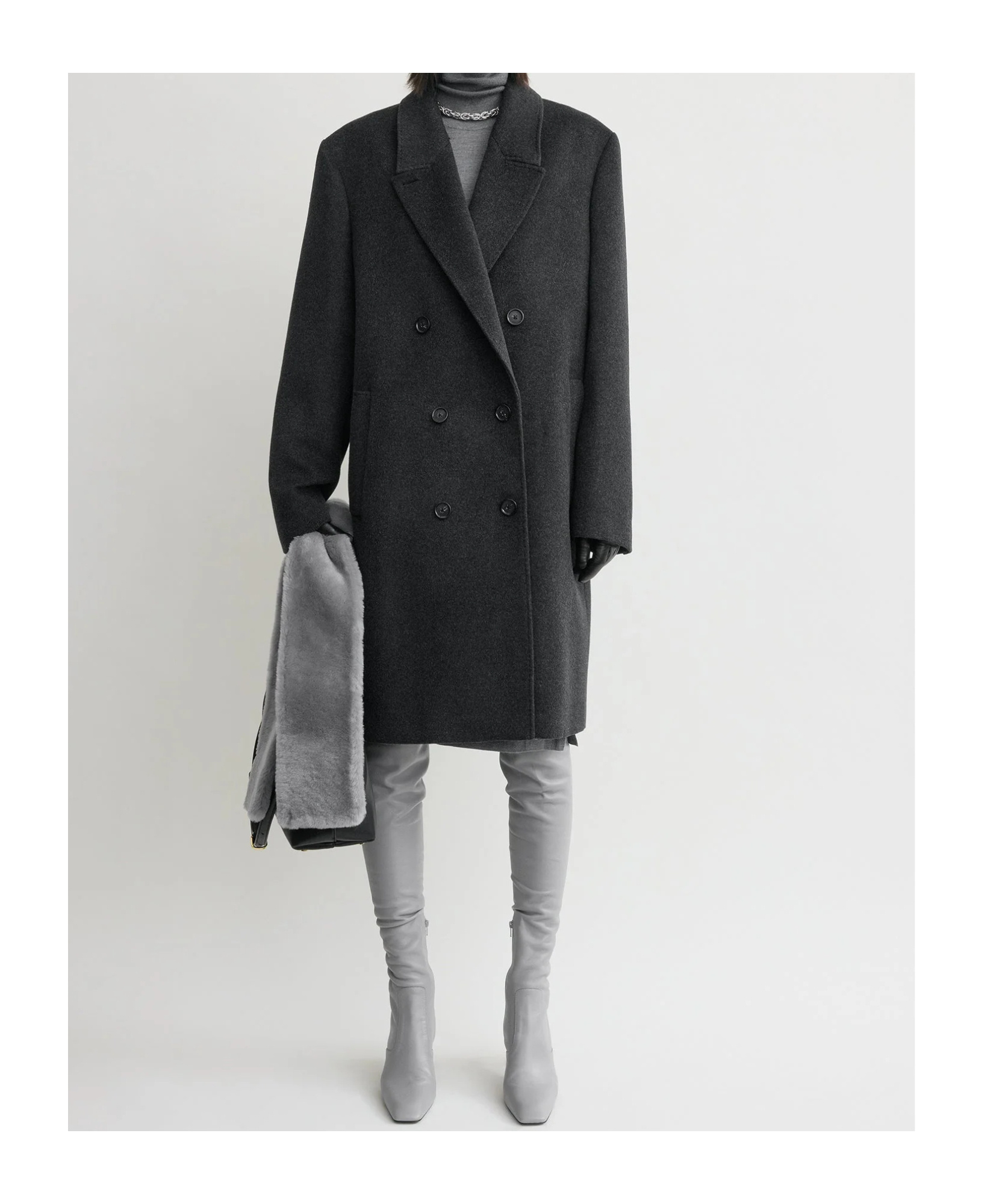 Totême Double-breasted Cashmere Coat In Gray