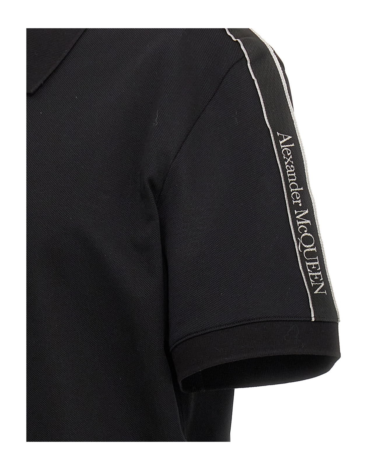 Alexander Mcqueen Organic Cotton Piquet Polo Shirt In Black