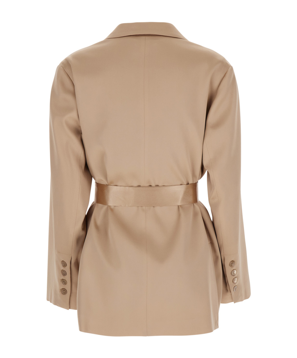 Semicouture Semi Couture Satin Blazer With Tailored Silhouette And Belted Waist In Nude