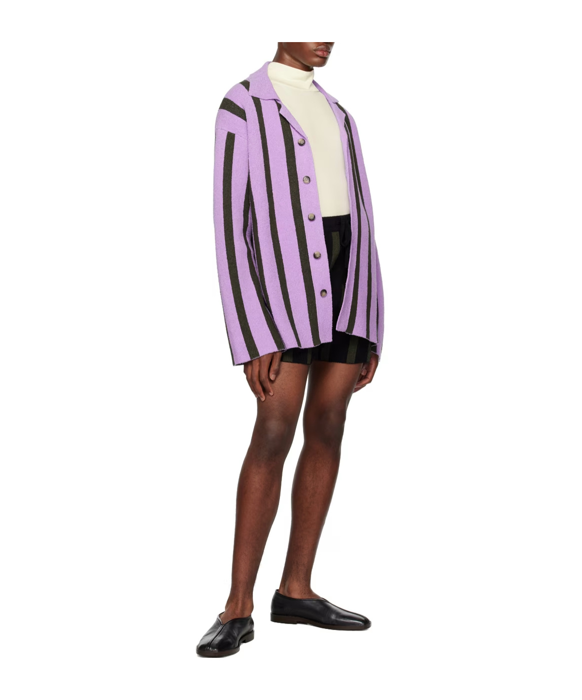 Nanushka Almar Striped Terry-cloth Shirt In Purple