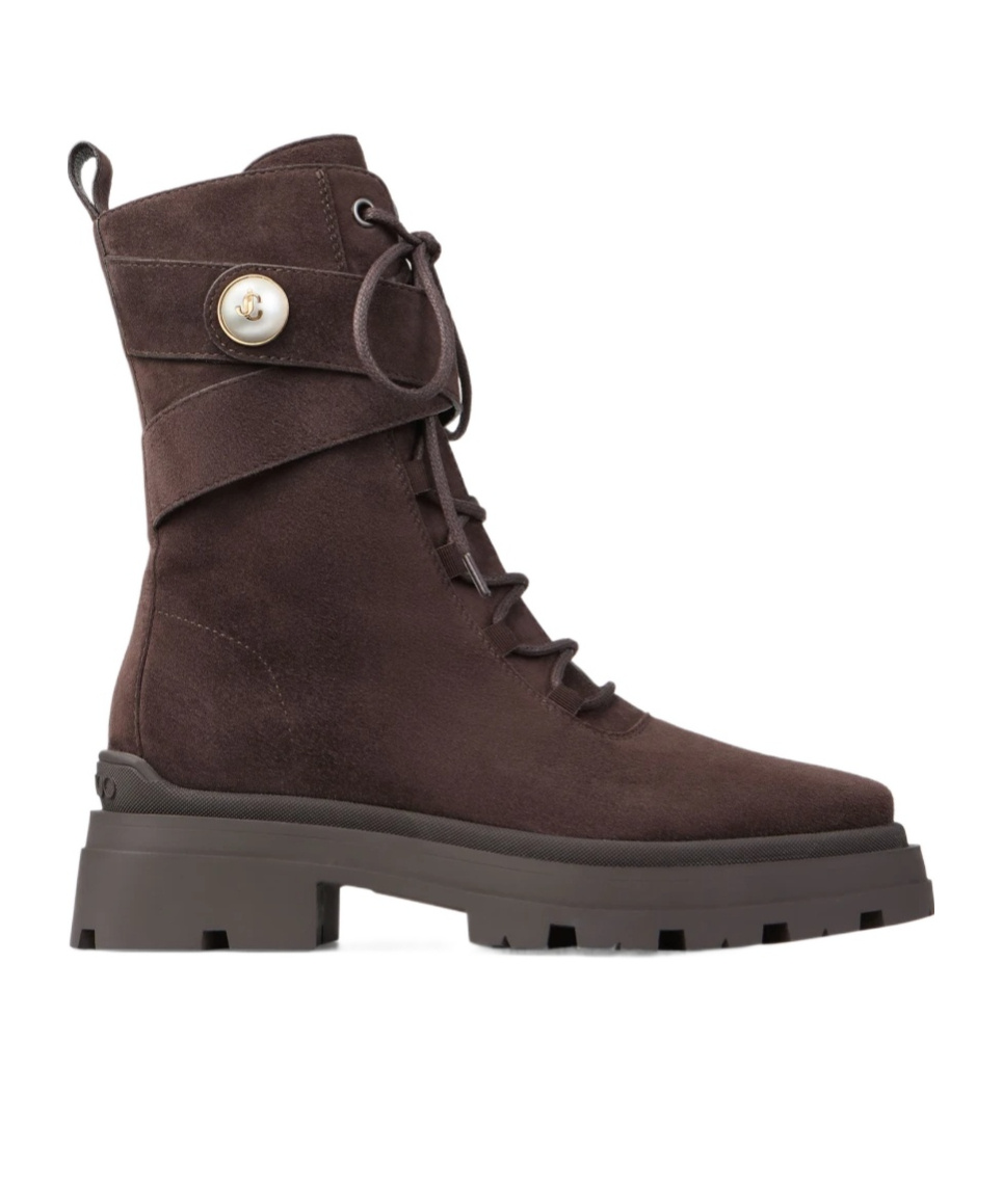 Jimmy Choo 45mm Noemi Lace-up Combat Boots In Brown