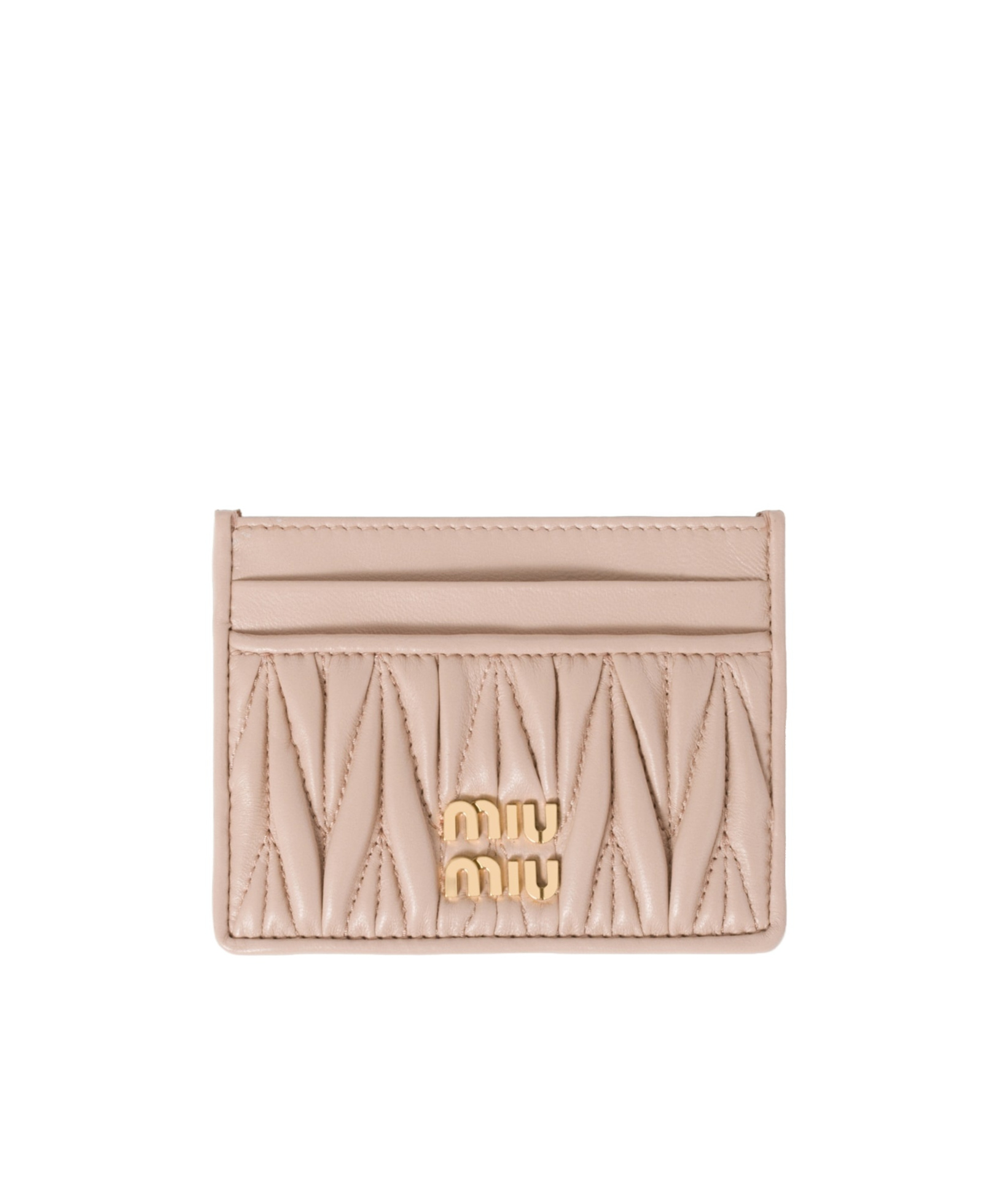 Miu Miu Matelassé Nappa Leather Card Holder In Pink