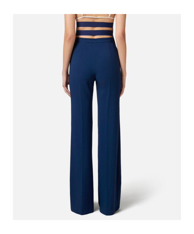 Elisabetta Franchi Casual Pants With Logo In Blue