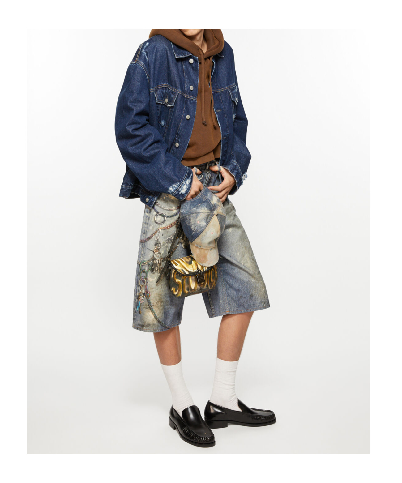 Acne Studios Distressed Oversize Denim Jacket Blue