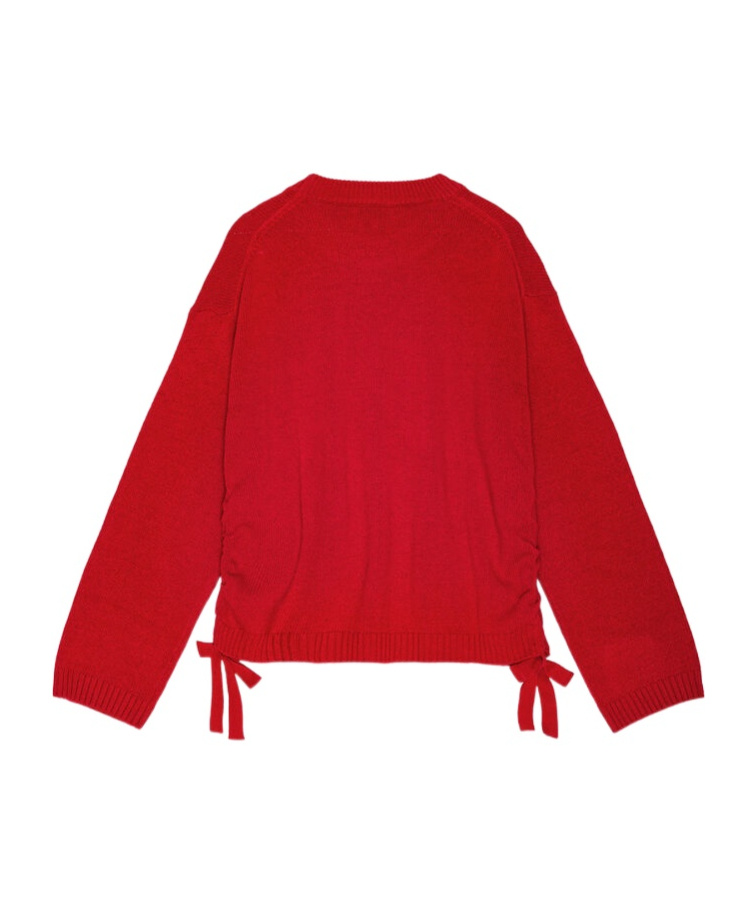 Ganni Drawstring-hem Sweater In Red