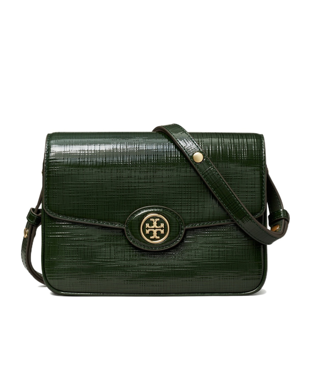 Tory Burch Robinson Crosshatched Convertible Shoulder Bag In Black