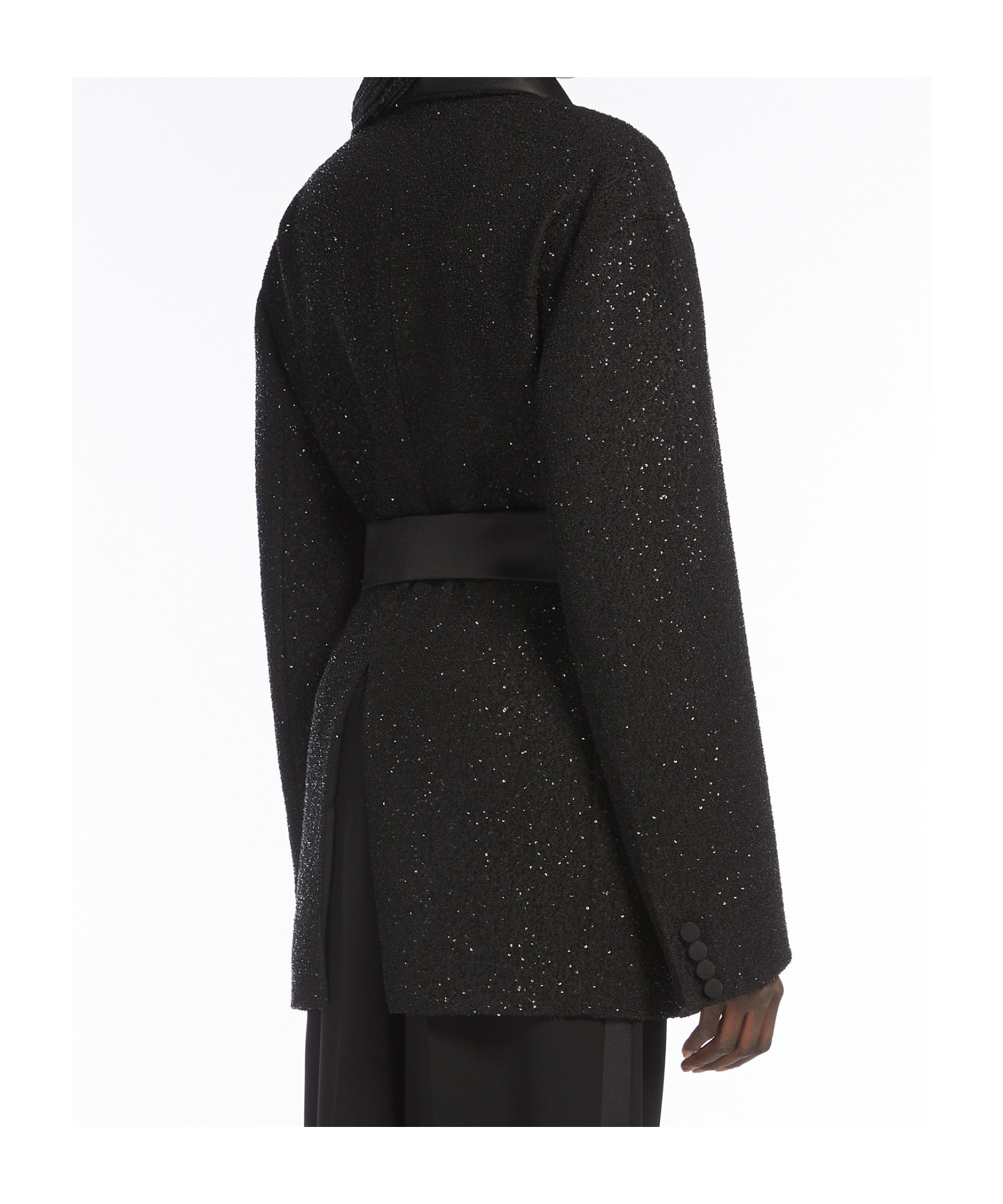 Max Mara Pau Viscose Blend Blazer With All-over Sequins In Black