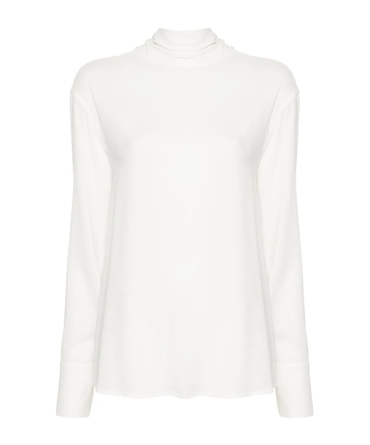 Fabiana Filippi Long Sleeve Top With High Neck And Bow Detail In White