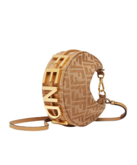 Fendi Mini Graph Crescent Bag In Brown