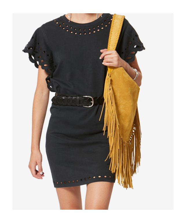 Isabel Marant Oskan Fringed Suede Shoulder Bag In Yellow