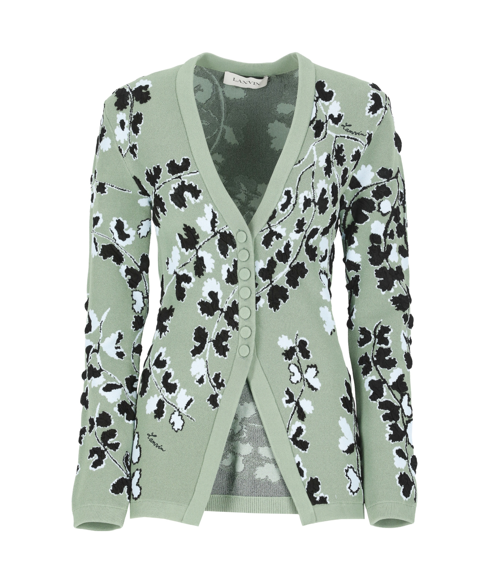 Lanvin Floral Pattern Buttoned Cardigan In Gray