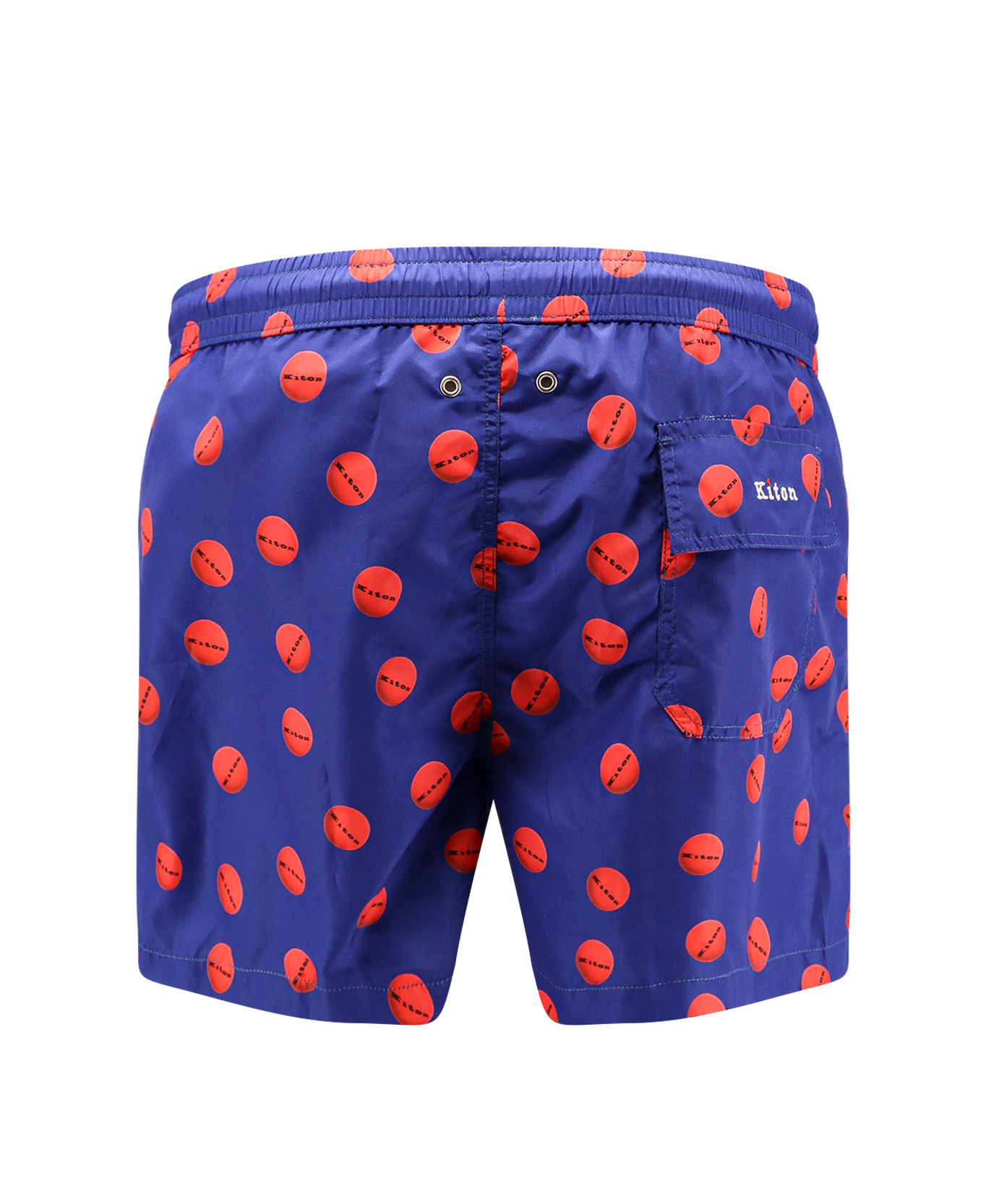 Kiton Nylon Swim Trunk With All-over Print In Blue