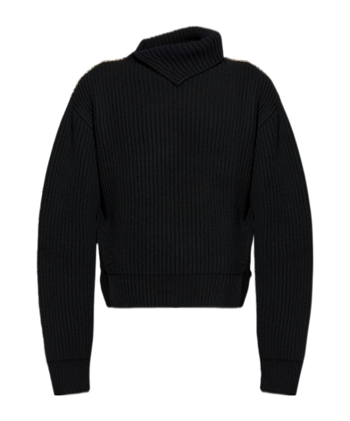 Jil Sander Ribbed Sweater In Black