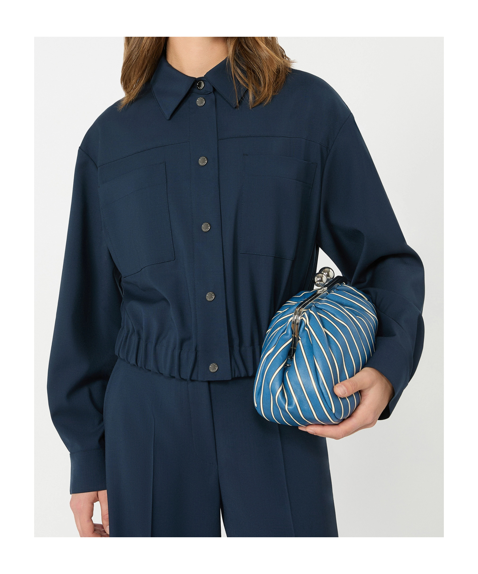 Weekend Max Mara Cropped Wool Jacket In Blue