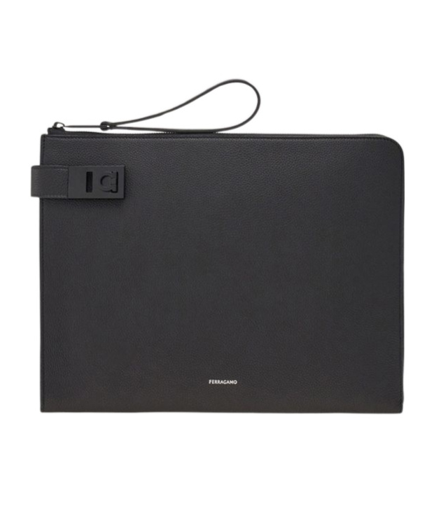 FERRAGAMO FERRAGAMO GANCINI-BUCKLED ZIP-UP CLUTCH BAG