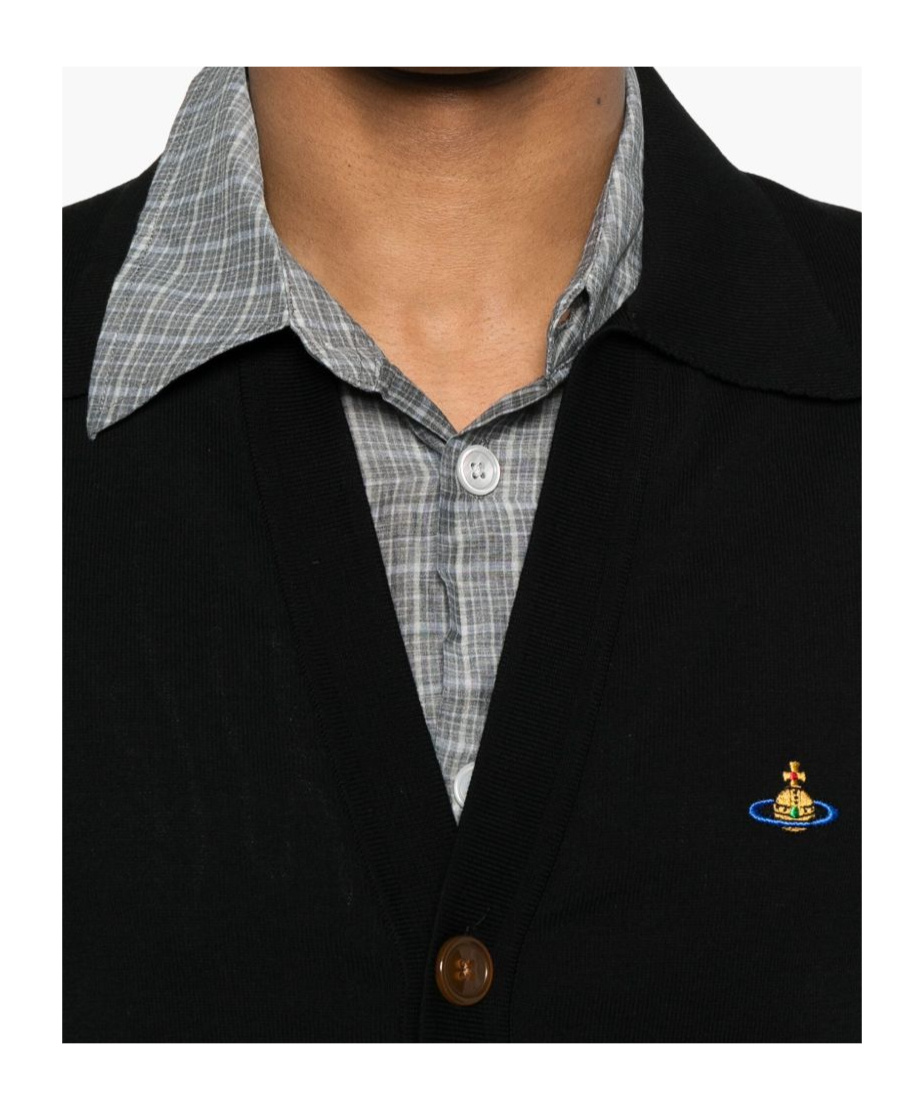 Vivienne Westwood Black Cotton Polo Cardigan