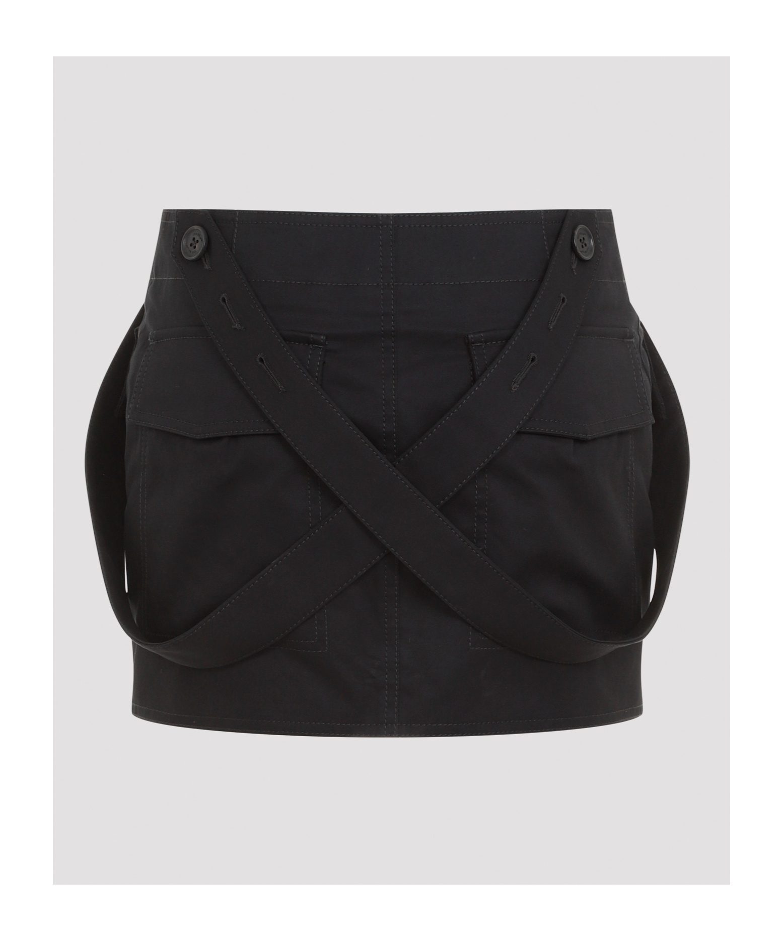 Off-white Zip-up Button Detailed Skirt In Black