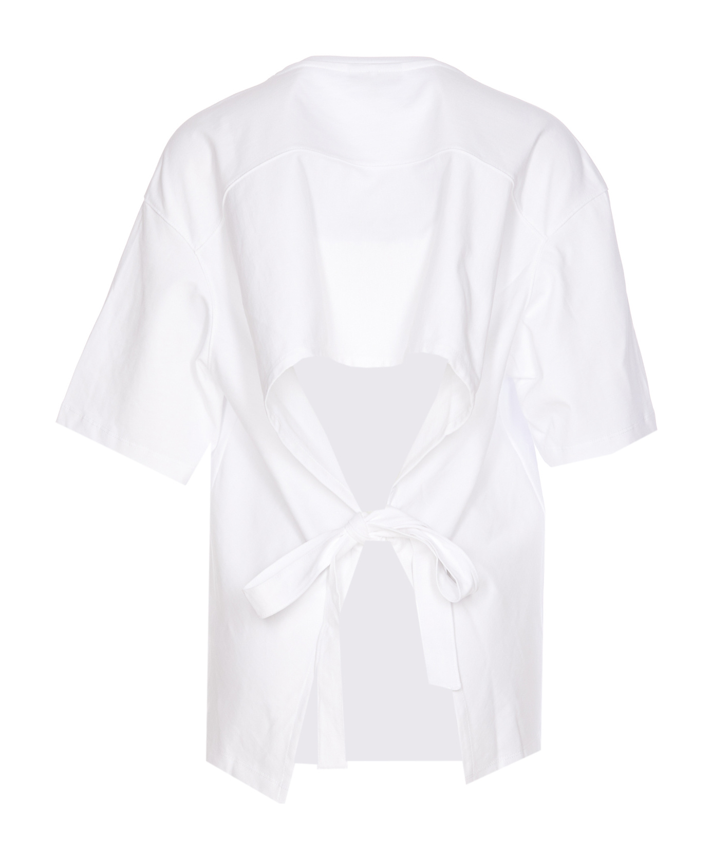 Ganni Open-necked Black Shirt In White