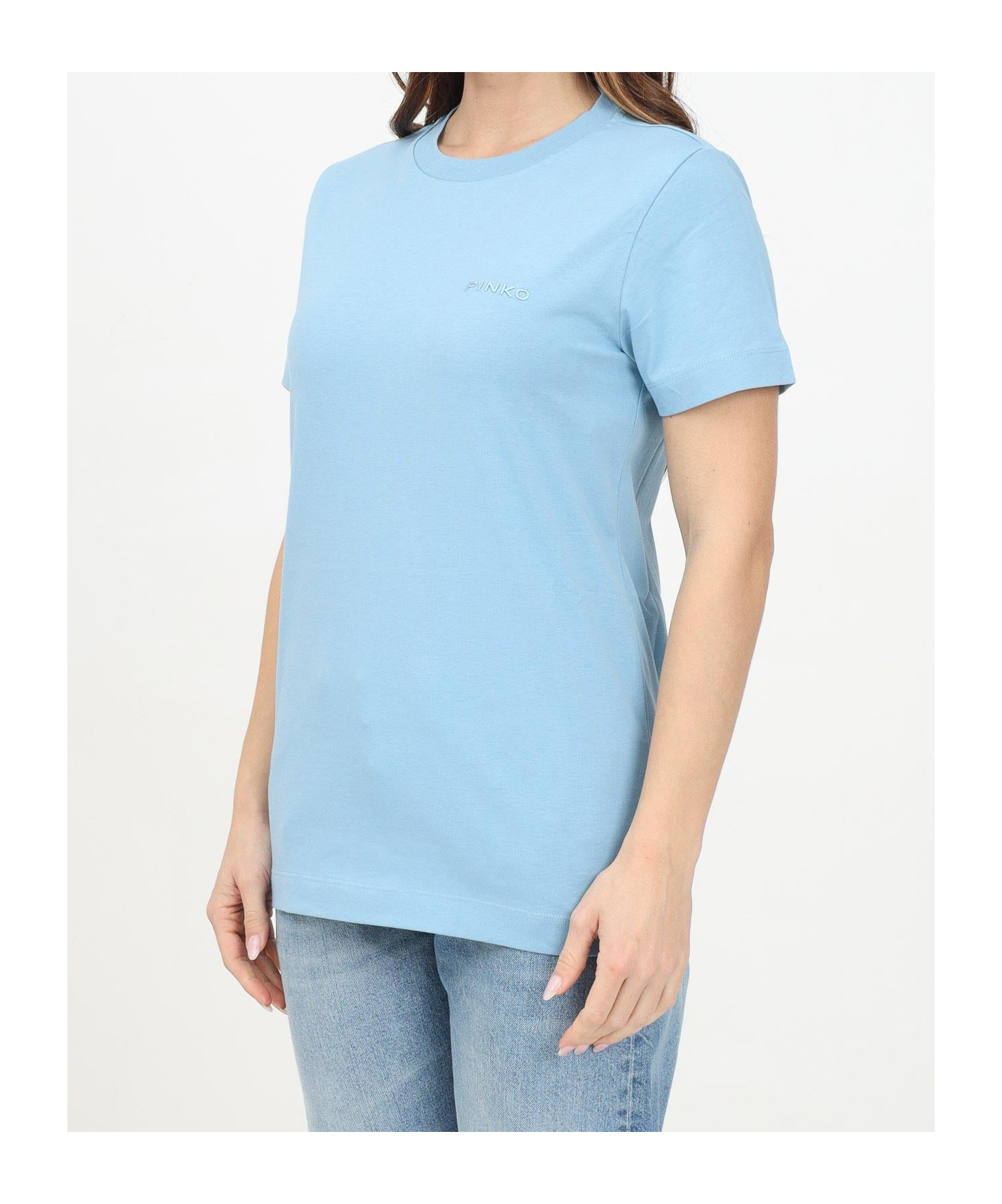 PINKO PINKO LOGO EMBROIDERED CREWNECK T-SHIRT
