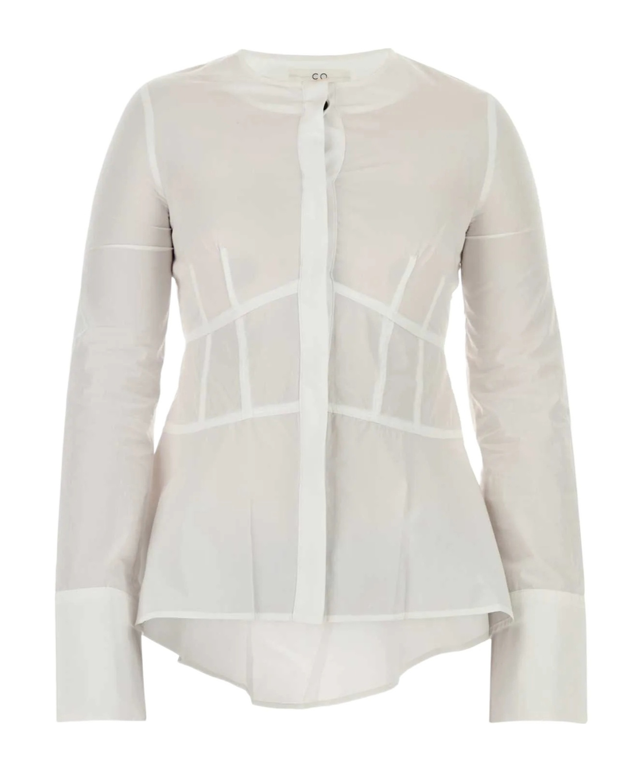 Co Poplin Shirt With Long Sleeves And Peplum Hem