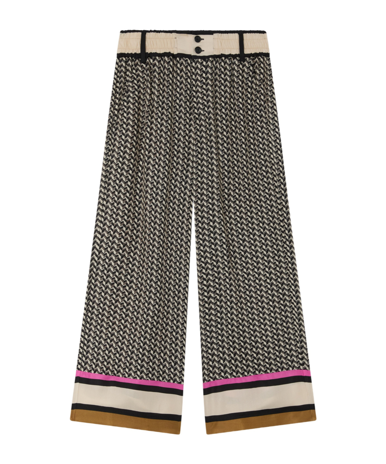 Pinko Twill High-waisted Trousers In Multi