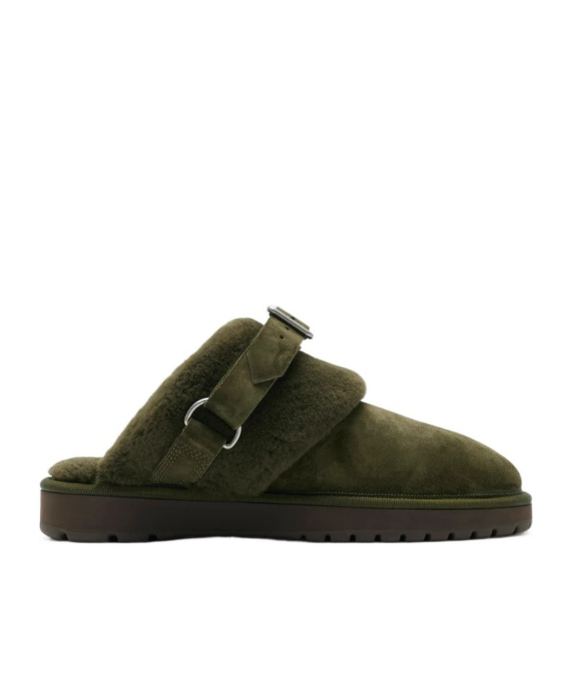 Burberry Elegant Mini Suede Slippers With Soft Fur Lining In Black